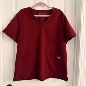 Figs Women's Maroon Scrub Top